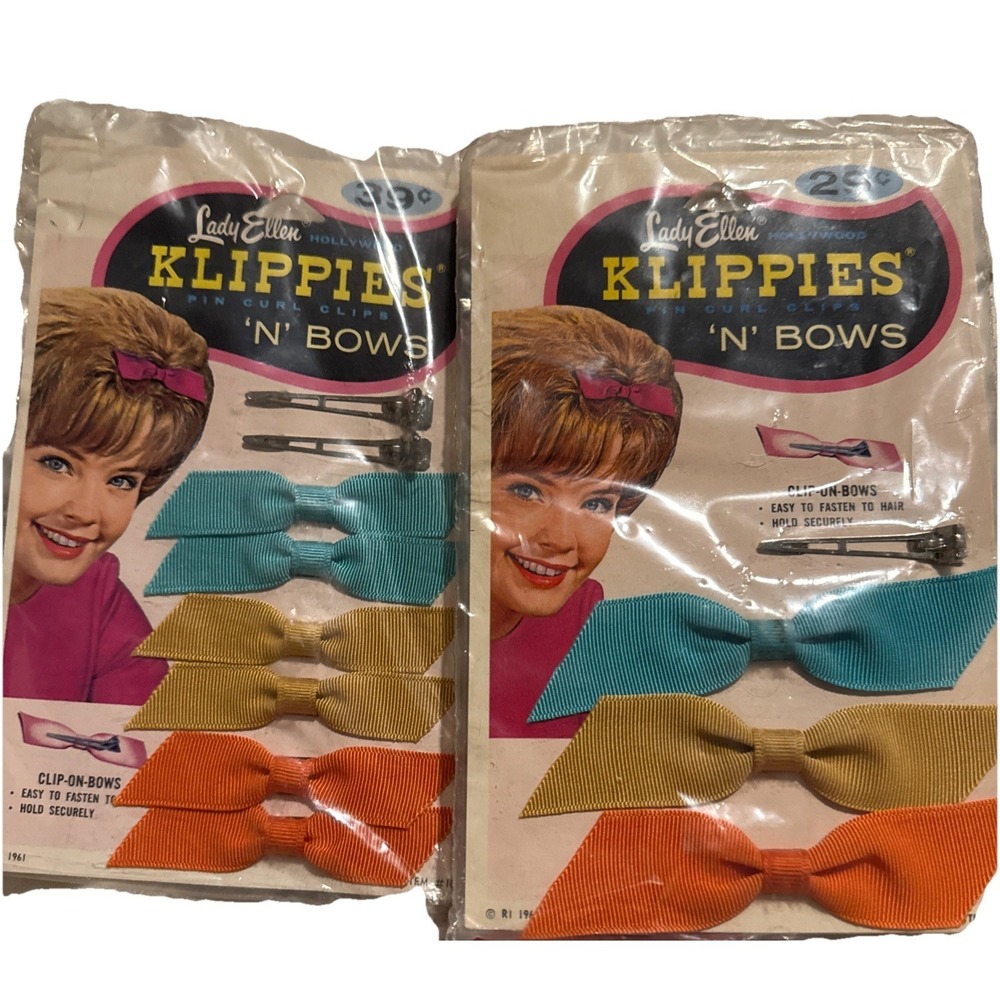 Vintage 1961 Lady Ellen Hollywood Klippies 'N' Bows Variety Plaid Lot of 2 NEW